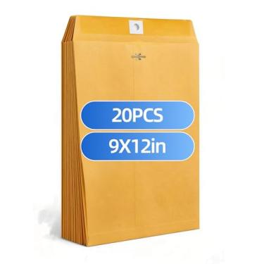 Imagem de Envelopes para correspondência 23 x 30 cm, envelopes Kraft Manila marrom 12,7 kg, envelopes de documentos de catálogo para casa, escritório, escola, negócios (20 peças)