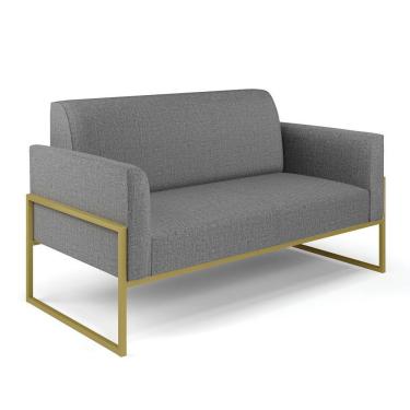 Imagem de Sofá Namoradeira Base Industrial Alta Dourado Marisa Linho D03 - D\'rossi Cor A26 Grafite