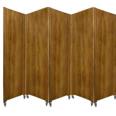 Imagem de 5 Biombo Madeirado Sanfonado Com Rodinhas E Dobradiças Folha Painel Di