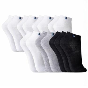 Imagem de Kit 9 Pares Meias Sport Walk Cano Curto Lupo Algodão, M, 5 branca, 2 c