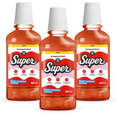 Imagem de Kit 3x Enxaguante Bucal Super 12h Frutas Vermelhas e Menta 500ml - Cim