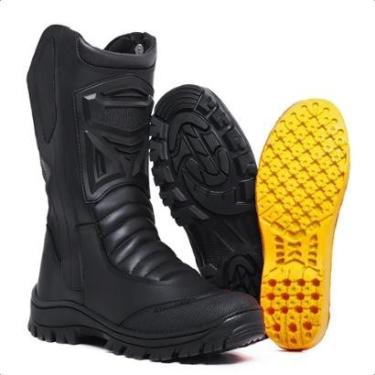 Imagem de Bota Coturno Preta Masculina De Couro Legítimo Militar Tático Exército Confortável 1020-Masculino