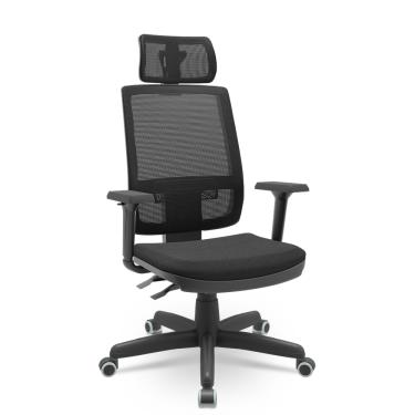 Imagem de Cadeira Presidente Escritório Giratória BackSystem Brizza Plaxmetal com Braço 3D Material Sintético Preta