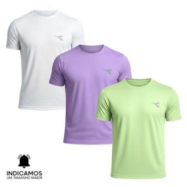 Imagem de Kit 3 Camisetas Diadora Small Logo Masculina - Lilás e Branco XGG, Lil