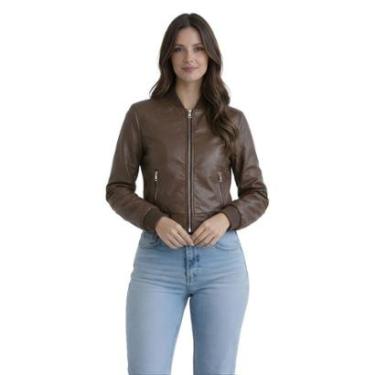Imagem de Jaqueta Bomber Feminina Couro Fake Peluciada-Feminino