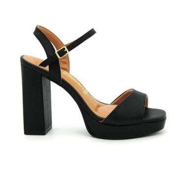 Imagem de Sandália Vizzano Original Salto Grosso Alto Feminino 651, 36, Preto