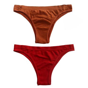 Imagem de CONJUNTO COM 02 CALCINHAS, SEM COSTURA - COR: CARAMELO E CEREJA - TAMANHO G - BASIC+