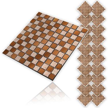 Imagem de Pastilha De Vidro Adesiva Kit 20 Uni Parede Banheiro Cozinha Lavabo Sala Moderna Reforma Requintado Facil Aplicacao