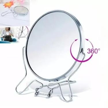 Imagem de Espelho de Mesa Redondo Dupla Face Lente c/ Aumento Zoom 5x - Inter
