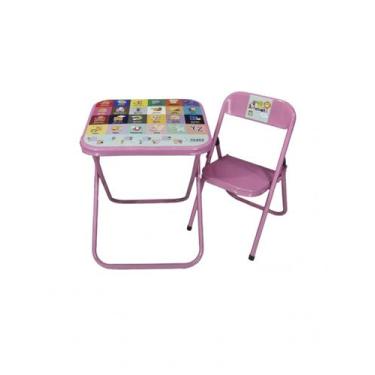 Imagem de Mesa Infantil Didatica Criança Bebê Brinquedo Com 1 Cadeira Cor:Rosa -