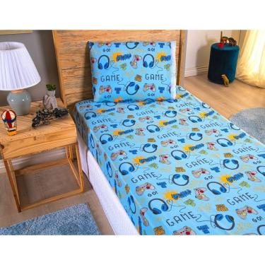 Imagem de Kit Jogo de Lençol Solteiro Game Play 2 Peças 100% Poliéster Microfibra 170 Fios com Elástico Estampado OEM