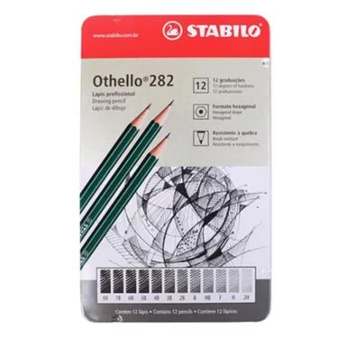 Imagem de Lápis Graduado Stabilo Othello 282 com 12 Graduações 8B a 2H em Estojo Metálico para Desenho Técnico