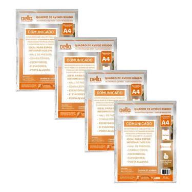 Imagem de Kit 4 Quadros De Avisos A4 Expositor Cristal Parede Adesivo - Dello