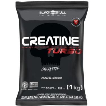 Imagem de Creatina Turbo Black Skull 1kg Creatine Monohidratada Turbo Caveira Preta Refil Ganho d...