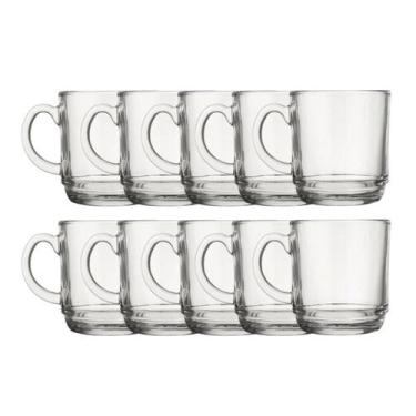 Imagem de Canecas Copos De Vidro Grosso 250ML Transparente Resistente 10 UN - PR