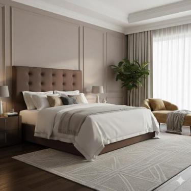 Imagem de Cabeceira Cama Box Casal Estofada Paris Suede Marrom Painel 1,40 RBL