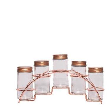 Imagem de Porta Condimentos 05 Pçs com Suporte Rose - Art House