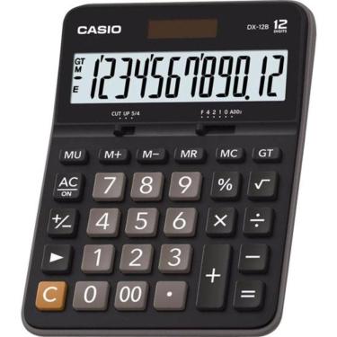 Imagem de Calculadora de Mesa Casio Dx-12b com 12 Dígitos Visor Amplo Lcd Alimentação Solar e Bateria Preto
