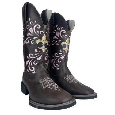 Imagem de Bota Texana Feminina Big Bull Rosa Fossil/Marrom Ref:909 30, Marrom, 3