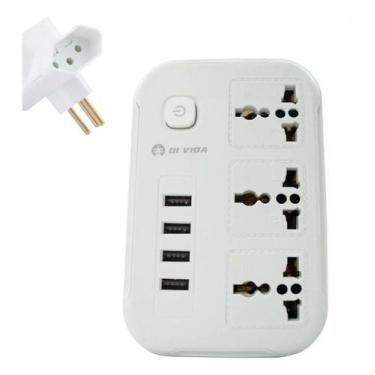 Imagem de Filtro de Linha Extensão 3 Saídas Universais 4 USB 2500W - OI VIDA
