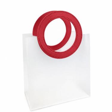Imagem de Sacola Pvc Alça Redonda em material sintético Vermelha 25x28x14,5 Cm -