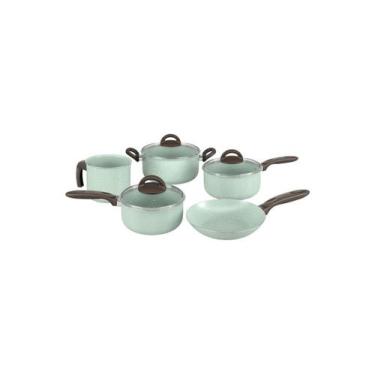 Imagem de Jogo de Panelas Brinox Antiaderente Ceramic Life 5 Peças Suprema Verde