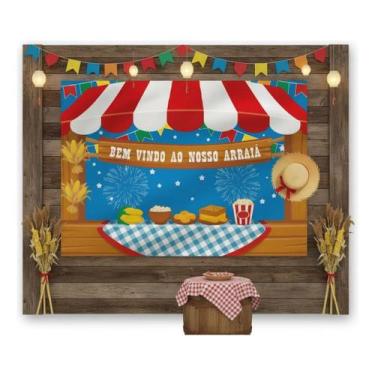 Imagem de Painel Festa Junina Arraia Casal Caipira Fazendinha Estampado Tnt Gran