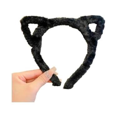Imagem de Tiara De Orelhas De Gato De Pelúcia Fofa Para Meninas, Presilha De Cab
