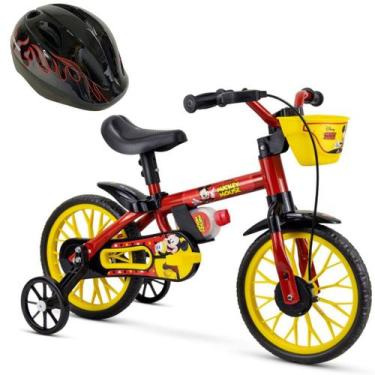 Imagem de Bicicleta com Rodinha aro 12 Mickey Disney com Capacete Preto - Nathor
