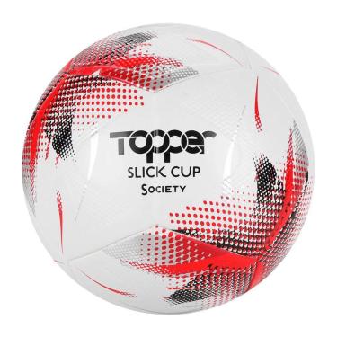 Imagem de Bola de Futebol Society Topper Slick Cup Branco/vermelho