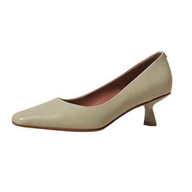 Imagem de Sapatos femininos de salto alto, sapatos stiletto, sapatos de salto alto bico fino confortáveis para escritório, negócios, casual, festa, casamento, verde, 35 EU
