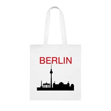 Imagem de Sacola de Berlim, presente de Berlim, bolsa de ombro de Berlim, sacos reutilizáveis de Berlim, ideia de presente de cesta de Natal de aniversário, presente para ela, presente para ele, bolsa feminina, Branco