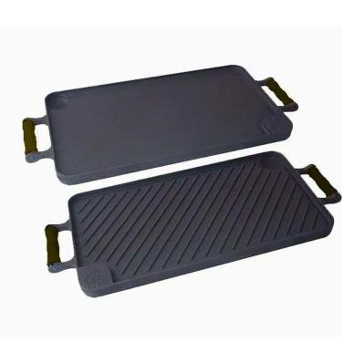 Imagem de Bifeteira Dupla Face Ferro Alça Silicone Preta 26X48 Cm