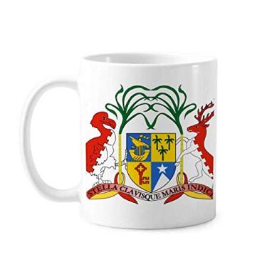 Imagem de Caneca de cerâmica com emblema nacional da África das Maurícios, xícara de porcelana e café