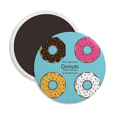 Imagem de Decoração de quatro cores com ímã de geladeira redondo de cerâmica para sobremesa, comida doce