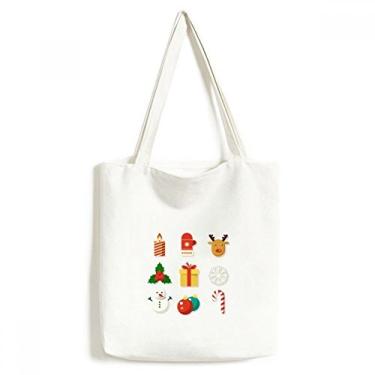 Imagem de Sacola de lona com ilustração de presentes coloridos Feliz Natal bolsa de compras casual bolsa de mão