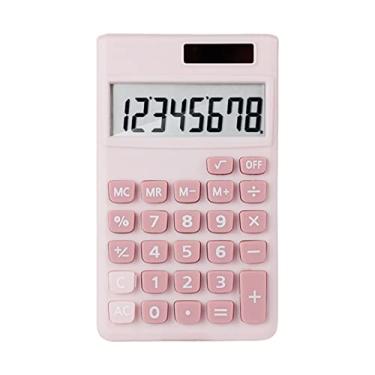 Imagem de Calculadora de mesa calculadora solar botão sensível calculadora eletrônica tamanho bolso calculadora aritmética portátil ferramenta financeira rosa