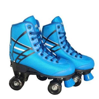 Imagem de Patins Roller Skate Ajustável Azul 4 Rodas 35 A 38 Fenix - Macrozão