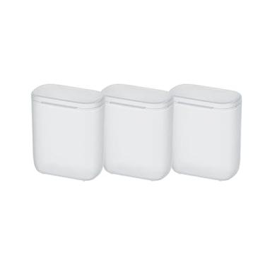 Imagem de Caixa organizadora de fone de ouvido à prova de poeira, caixa de armazenamento de cabo de dados de mesa, 3 peças com tampa, caixa de contêiner de fio transparente para escritório doméstico (branco)