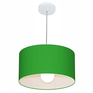 Imagem de Kit 6 Lustre Pendente Cúpula Tecido 40x21 cm, Vivare Iluminação, Pendente4031/6 VF, Verde Folha, Médio