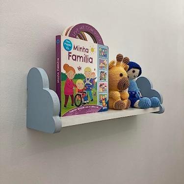 Imagem de Prateleira nuvem colorida decoração quarto infantil 60cm Cor:Azul