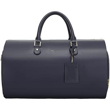 Imagem de Modoker Bolsa feminina conversível de couro com alça de ombro, bolsa esportiva de mão – 2 em 1 mala de viagem para pendurar, Azul
