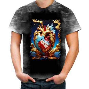 Imagem de Camiseta Desgaste Coração De Ouro Líquido Gold Heart 3 - Kasubeck Stor