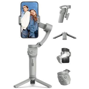 Imagem de Estabilizador gimbal para smartphones, suspensão de telefone de 3 eixos, gimbals inteligentes com rastreamento de rosto/objeto, portátil e dobrável, estabilizador de vlogging para Android e iPhone 15