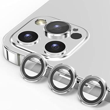 Imagem de YWXTW [1 CONJUNTO] Protetor de lente de câmera compatível com iPhone 12 Pro Max 6,7 polegadas, [bandeja de instalação] capa circular de câmera de vidro temperado de liga de alumínio