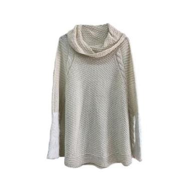 Imagem de Poncho Feminino Tricot Linha Premium Manga Longa Moderno Top-Feminino