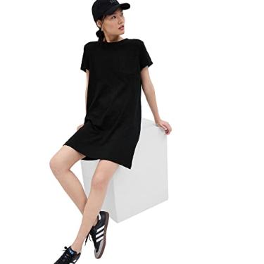 Imagem de GAP Vestido feminino com bolso solto, Preto verdadeiro, PP