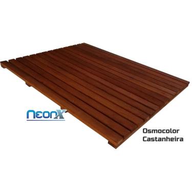 Imagem de Deck De Madeira Chuveiro Box Banheiro Capacho 90x70 cm Pintado