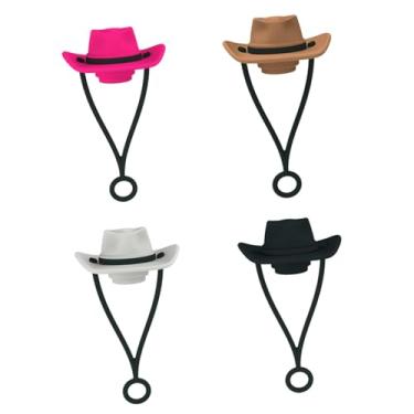 Imagem de Generic Topper de palha para chapéu de vaqueira, 4 unidades, chapéu de cowboy, capa de palha fofa para canudos de 6 a 10mm, capa de pontas de palha de, Cor misturada
