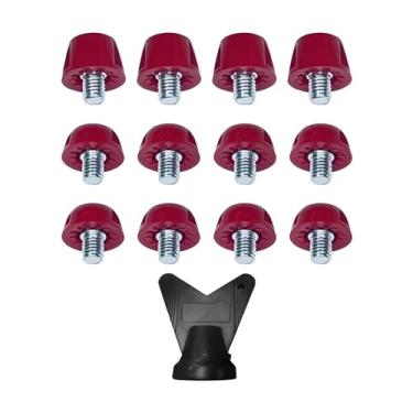 Imagem de Kokiya 12x substituição spikes chuteiras de futebol m5 rosqueado profissional náilon bota de futebol spikes sapatos de rugby pinos para treinamento, Vermelho escuro